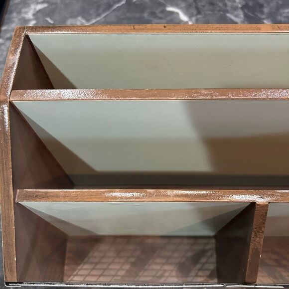 “LOVE” Wood Brown Teal Multiple Compartment Mail Organizer - Picture 12 of 12